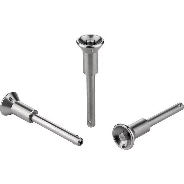 Ball Lock Pin W Mushroom Grip, D1=10, L=50, L1=8, 9, L5=58, 9, Stainless 1.4542, High Shear Strength, , Kipp, Mfr#: K0791.12510050